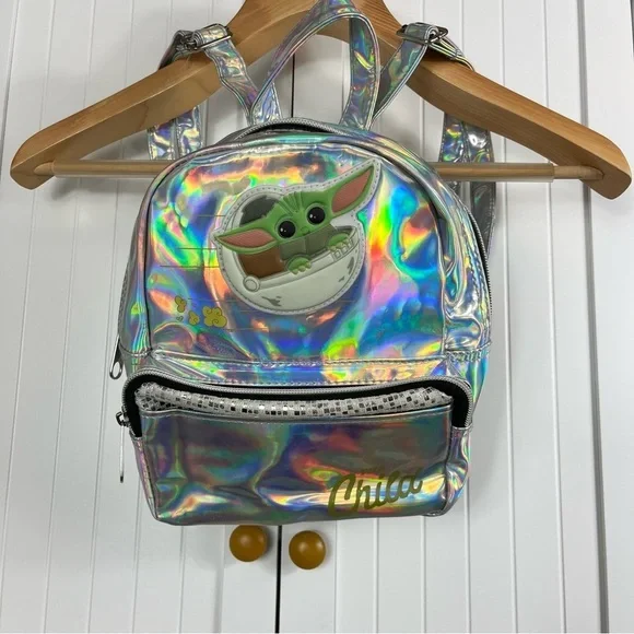 Disney's Mandalorian The Child Metallic Holographic Backpack - Picture 2 of 10